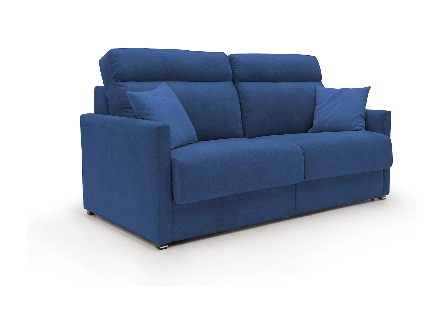 Margot Divano letto matrimoniale con schienale morbido alto in tessuto T02 156 cm (mat.120x197) blu