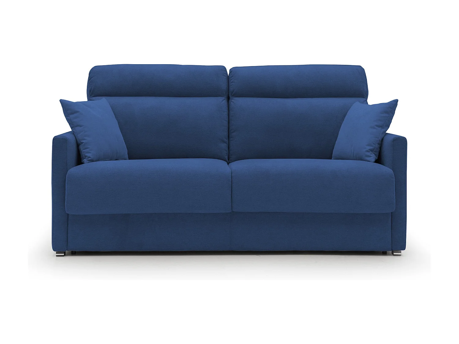 Margot Divano letto matrimoniale con schienale morbido alto in tessuto T02 156 cm (mat.120x197) blu