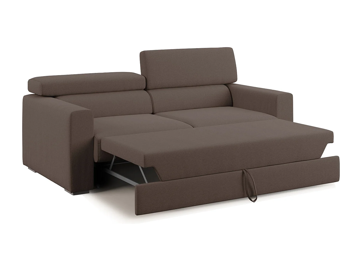 Dylan Sofá con pouf extraíble en tejido efecto algodón impermeable 158 cm Marrón