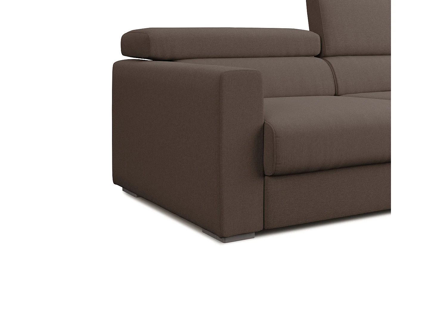 Dylan Sofá con pouf extraíble en tejido efecto algodón impermeable 158 cm Marrón