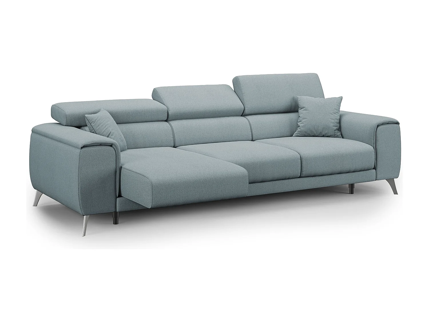 Fusion Sofa mit 3 Schiebesitzen aus abwaschbarem Stoff T05 260 cm baby blau
