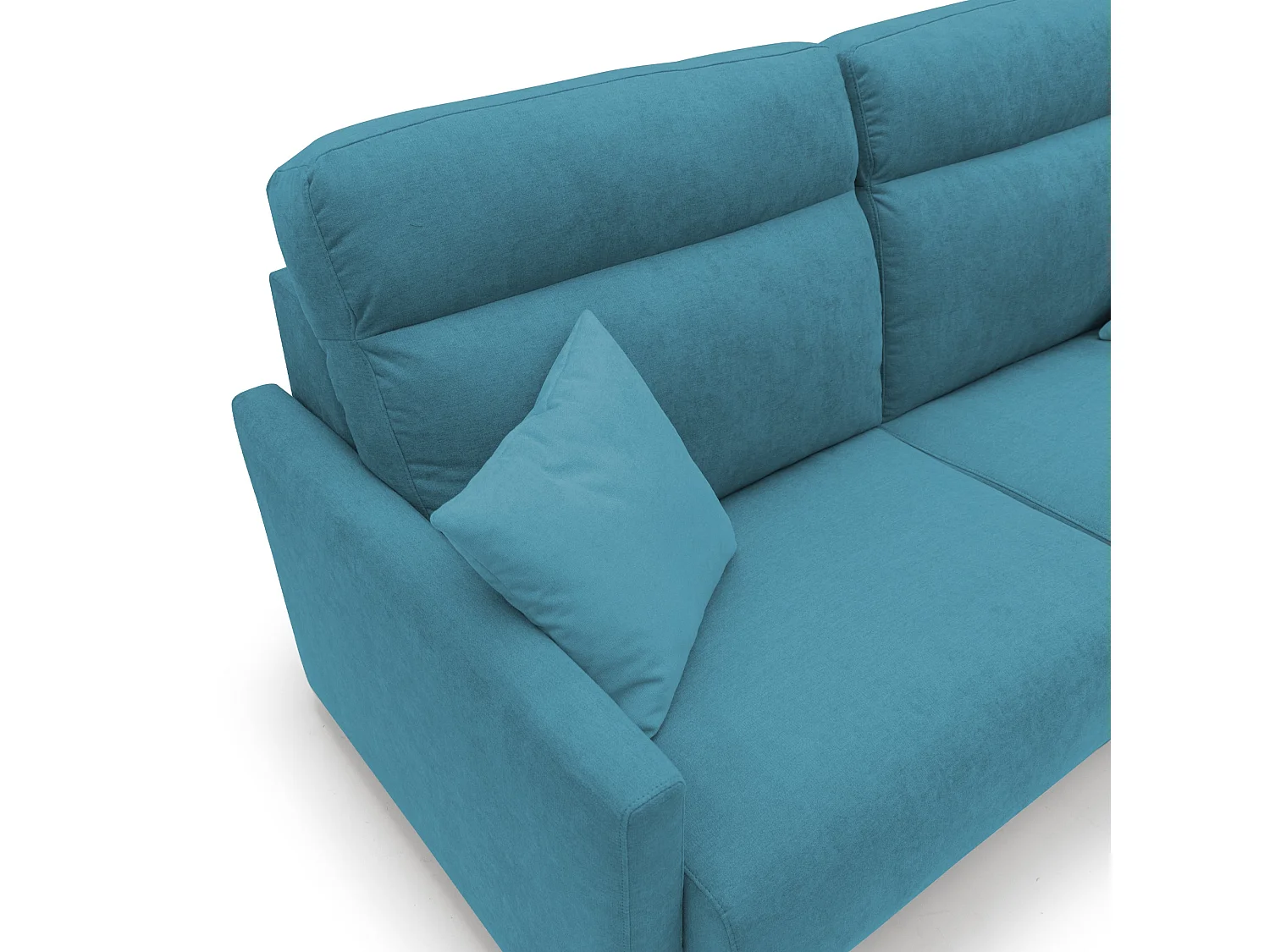 Margot Divano letto matrimoniale con schienale morbido alto in tessuto T02 156 cm (mat.120x197) azzurro