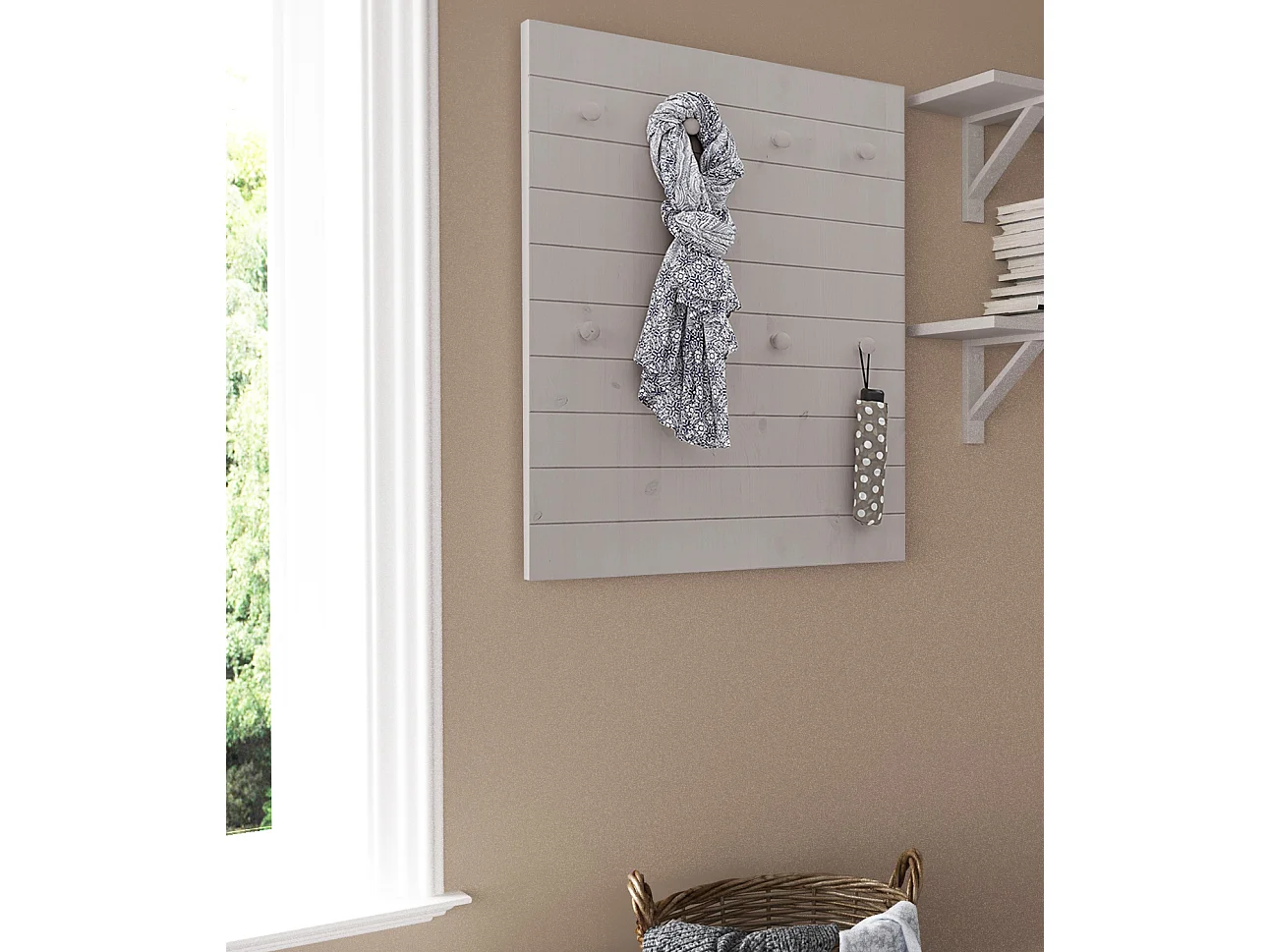 Ella | Pannello da parete con 8 ganci in grigio