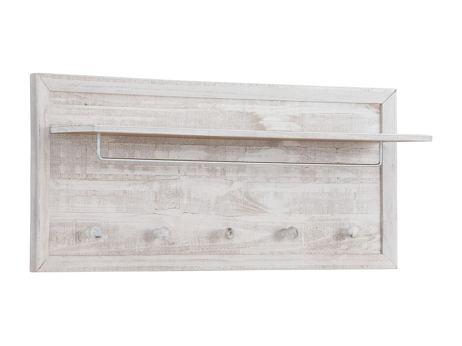 Auckland | Wandpaneel mit 5 Haken und 1 Ablage in Cremeweiß