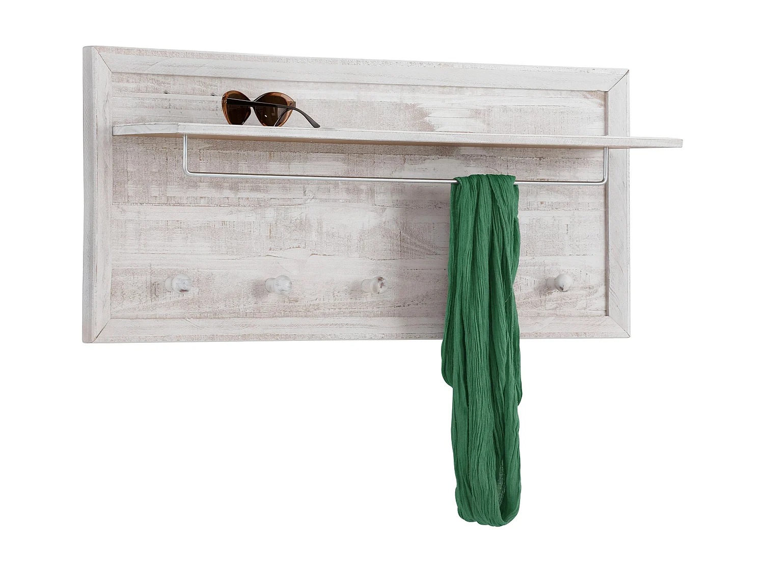 Auckland | Wandpaneel mit 5 Haken und 1 Ablage in Cremeweiß