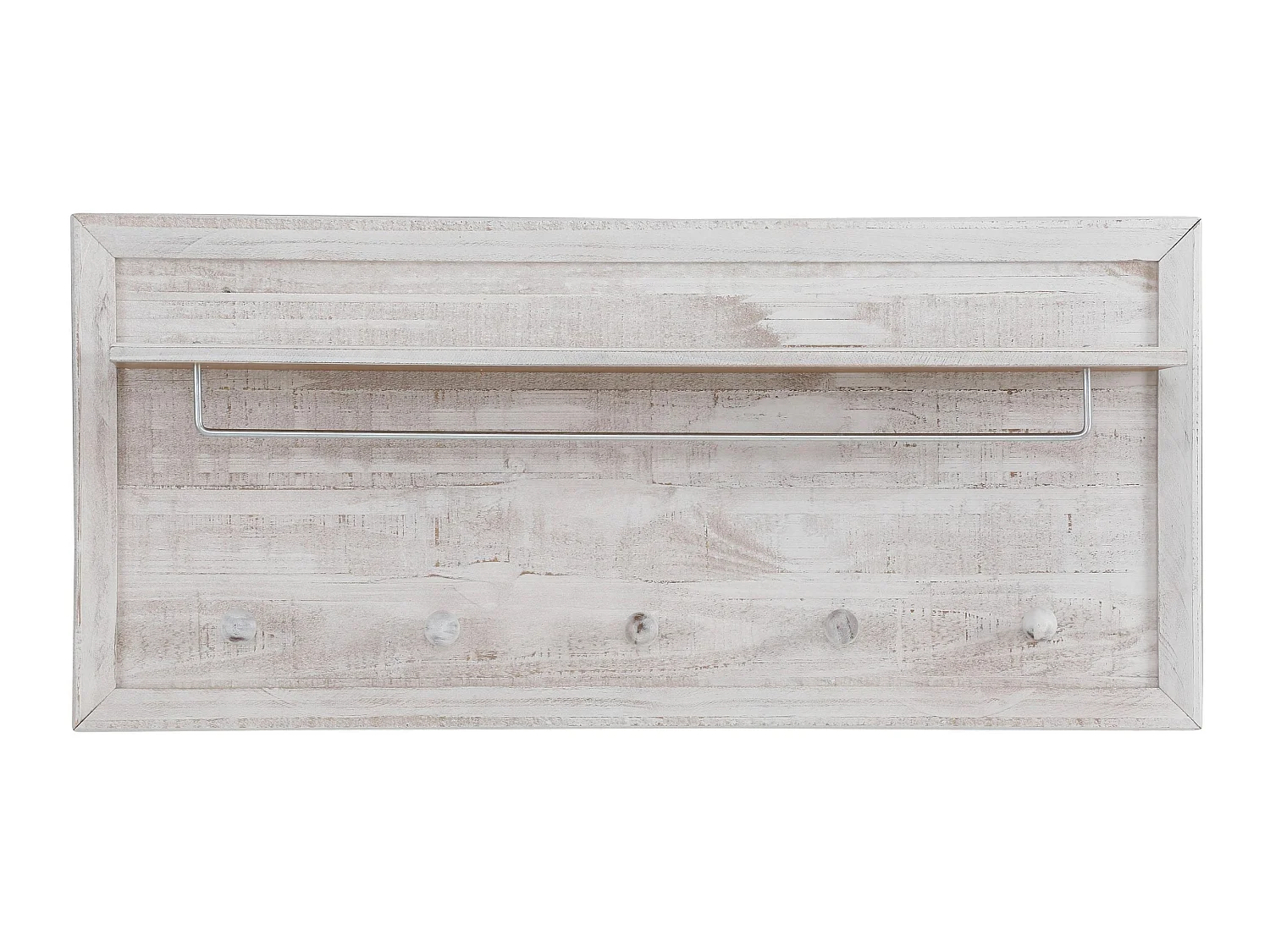 Auckland | Panel mural con 5 ganchos y 1 estante en blanco crema