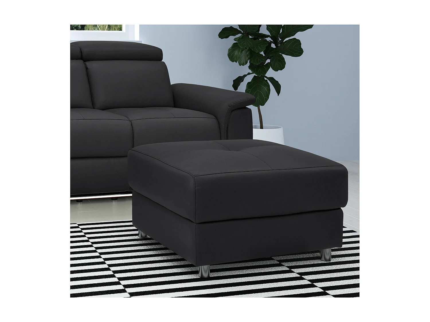 Pareli | Pouf en cuir noir PU