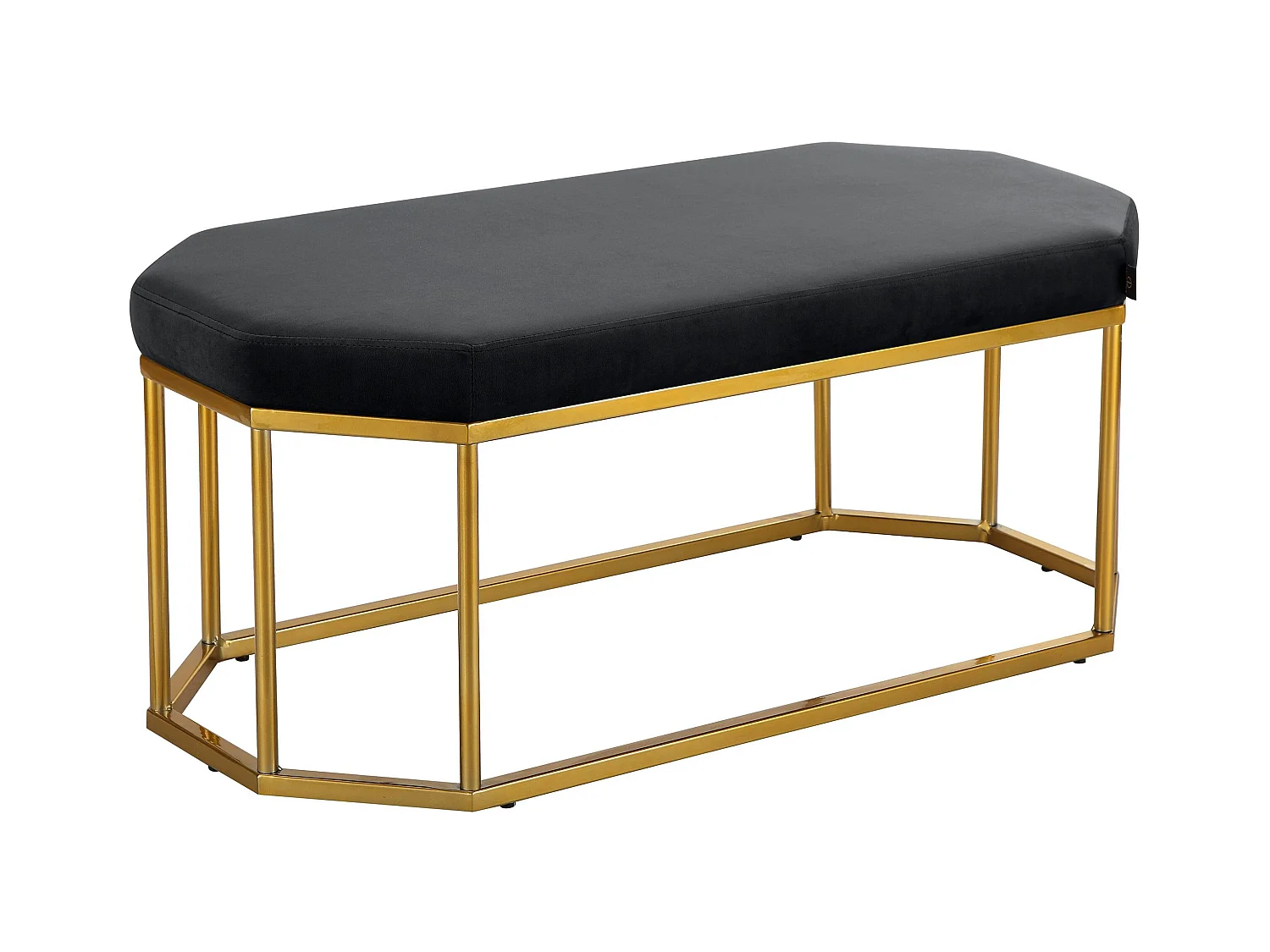 Kyra | Banc en velours noir / cadre doré
