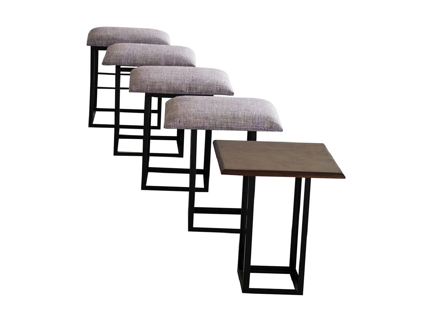 Mexico | Tabouret en bois de manguier gris / marron / métal