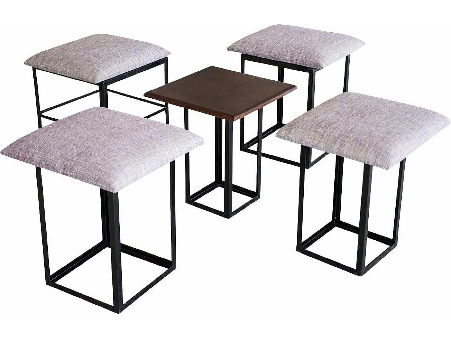 Mexico | Tabouret en bois de manguier gris / marron / métal