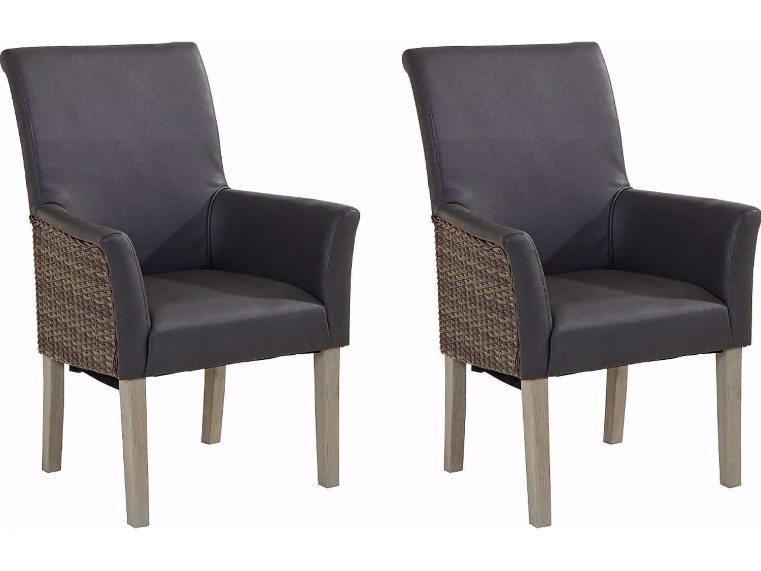 Marie | Fauteuil in rotan grijs PU, 2 Pak