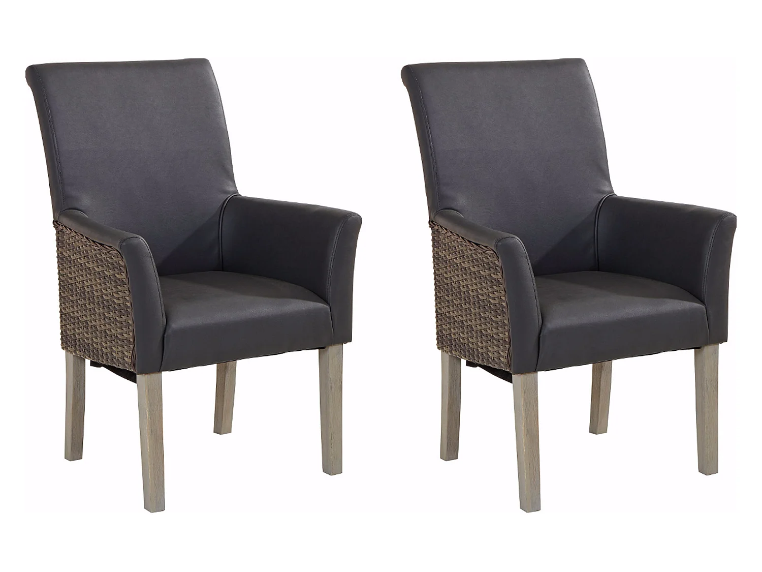 Marie | Fauteuil in rotan grijs PU, 2 Pak