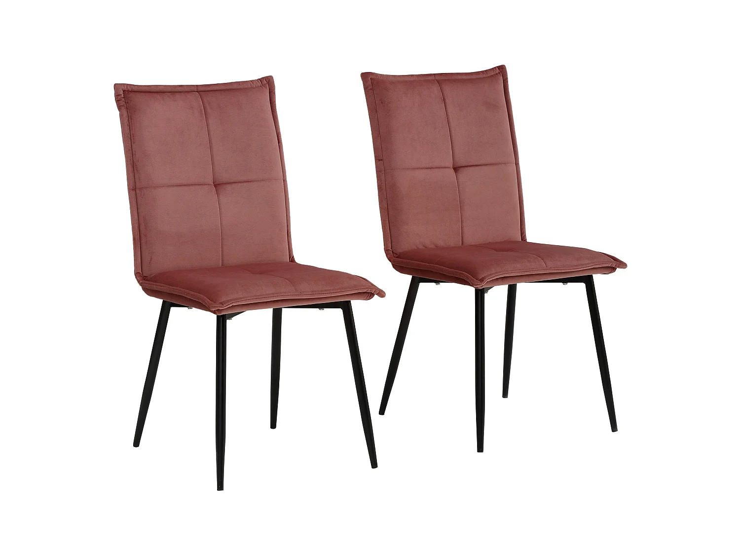 Mandy | Fauteuil de salle à manger en velours rose, 2 pièces