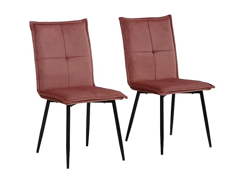 Mandy | Fauteuil de salle à manger en velours rose, 2 pièces
