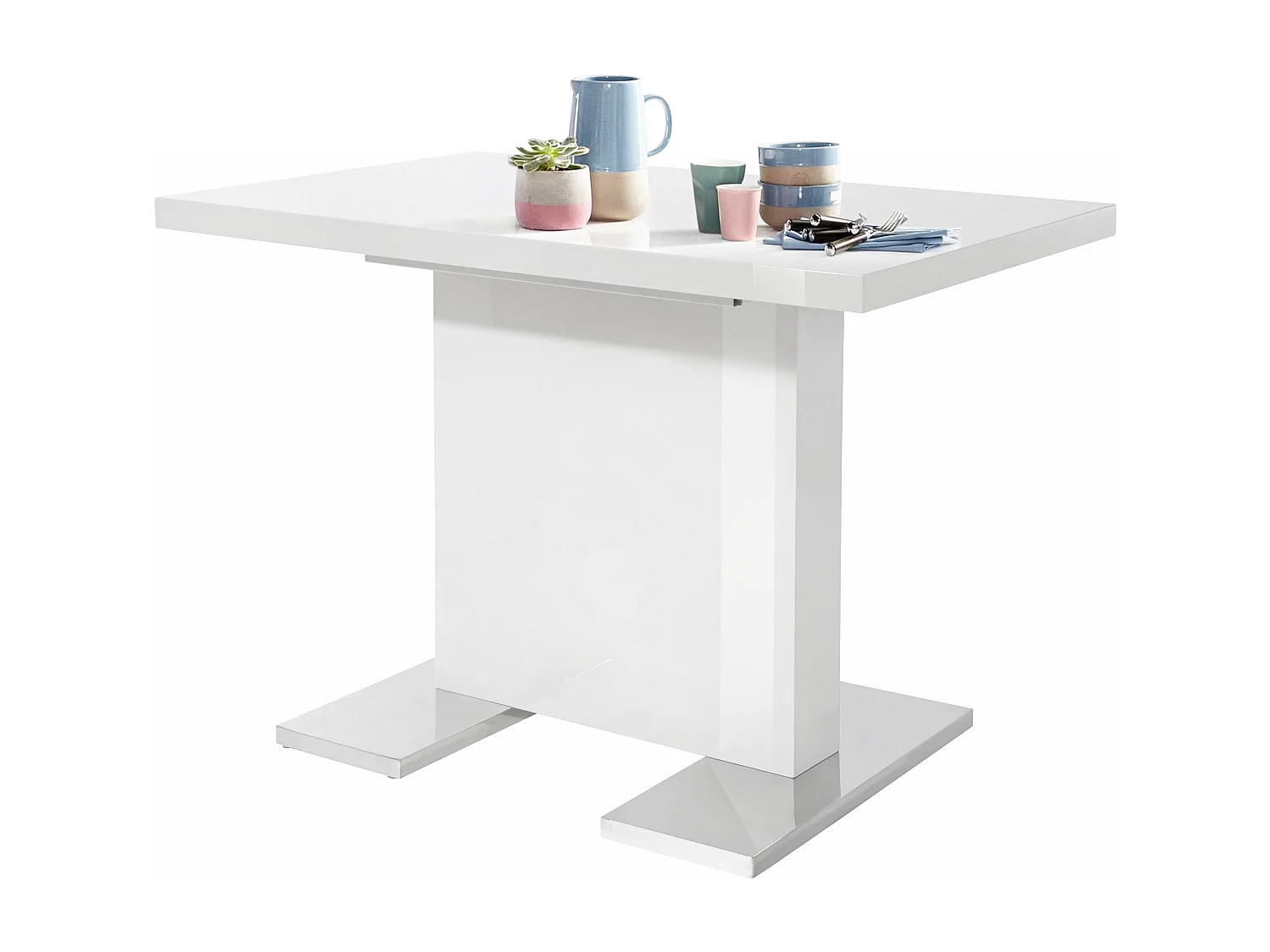 Summer | Table de salle à manger 110x70 cm en blanc brillant