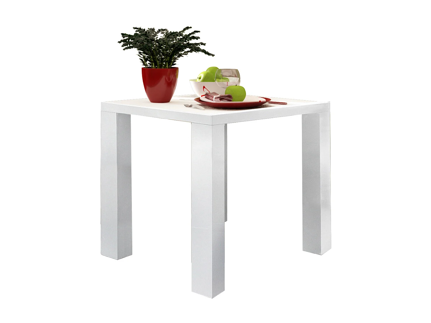 Sky | Mesa de Jantar 80x80 cm em Branco Alto Brilho