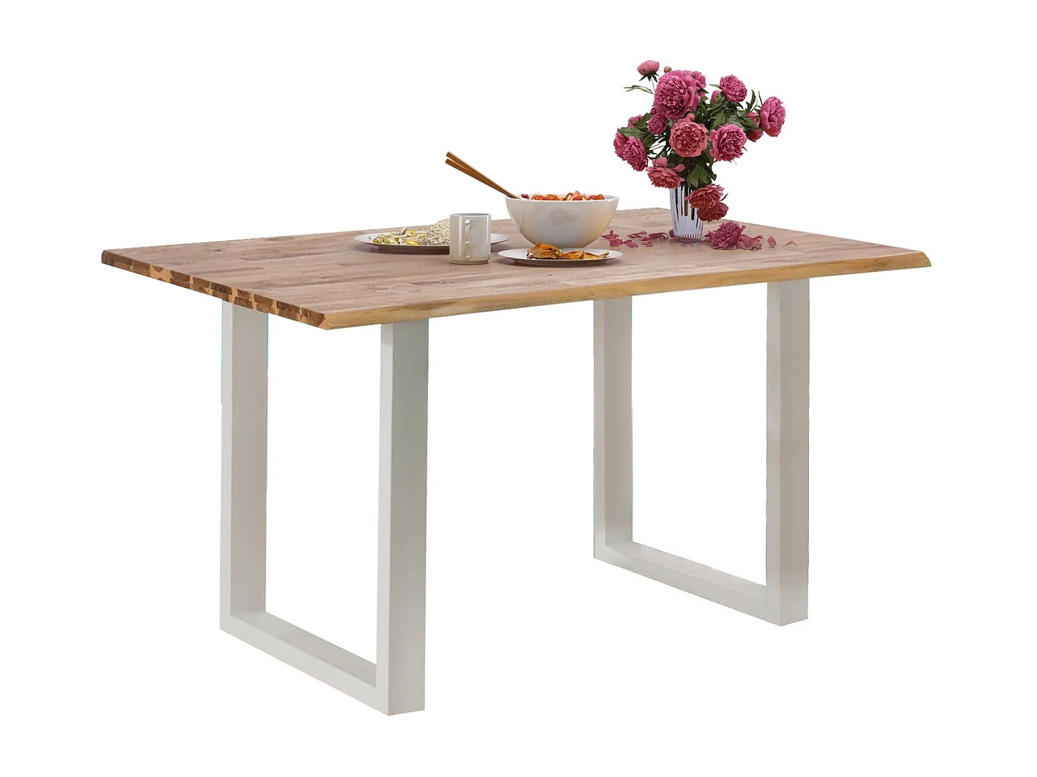 Melody | Mesa de Jantar 140 cm em Madeira de Acácia Branco