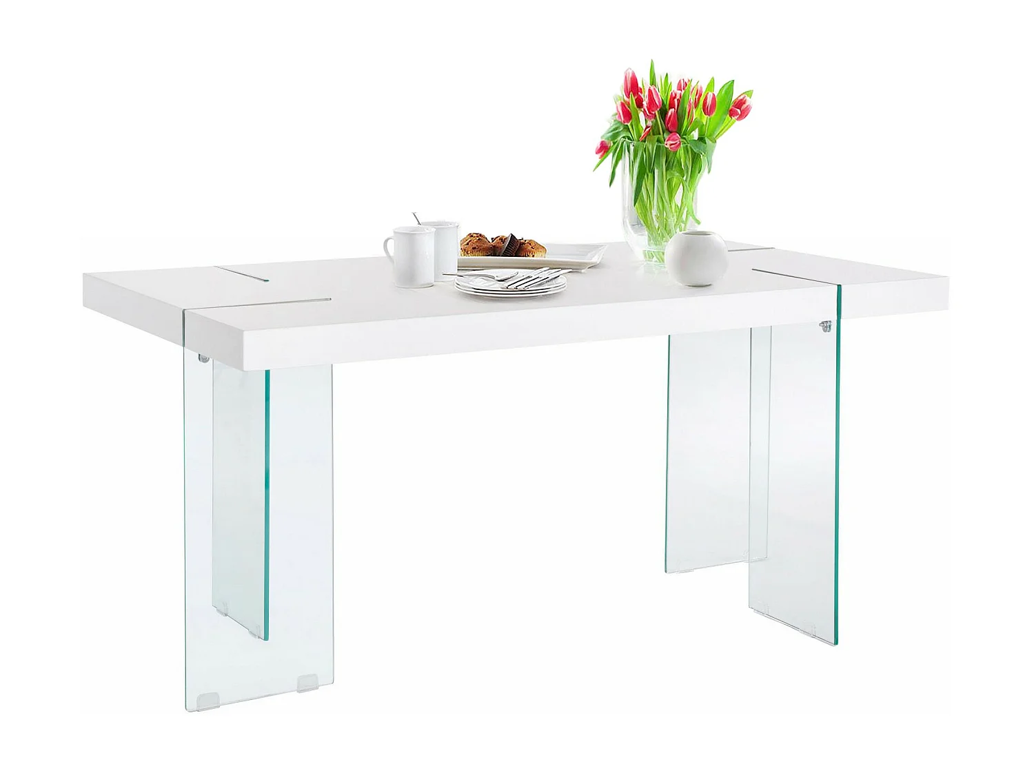 Travis | Eettafel 160 cm in Wit Hoogglans