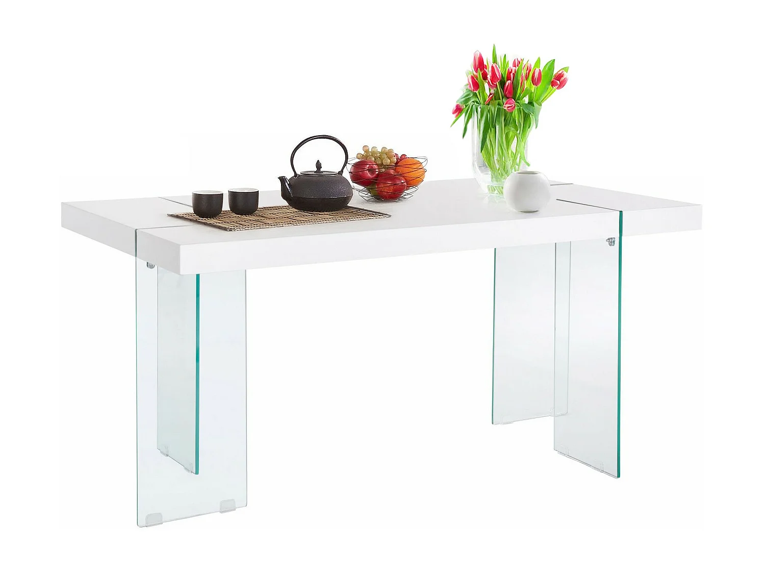 Travis | Eettafel 160 cm in Wit Hoogglans