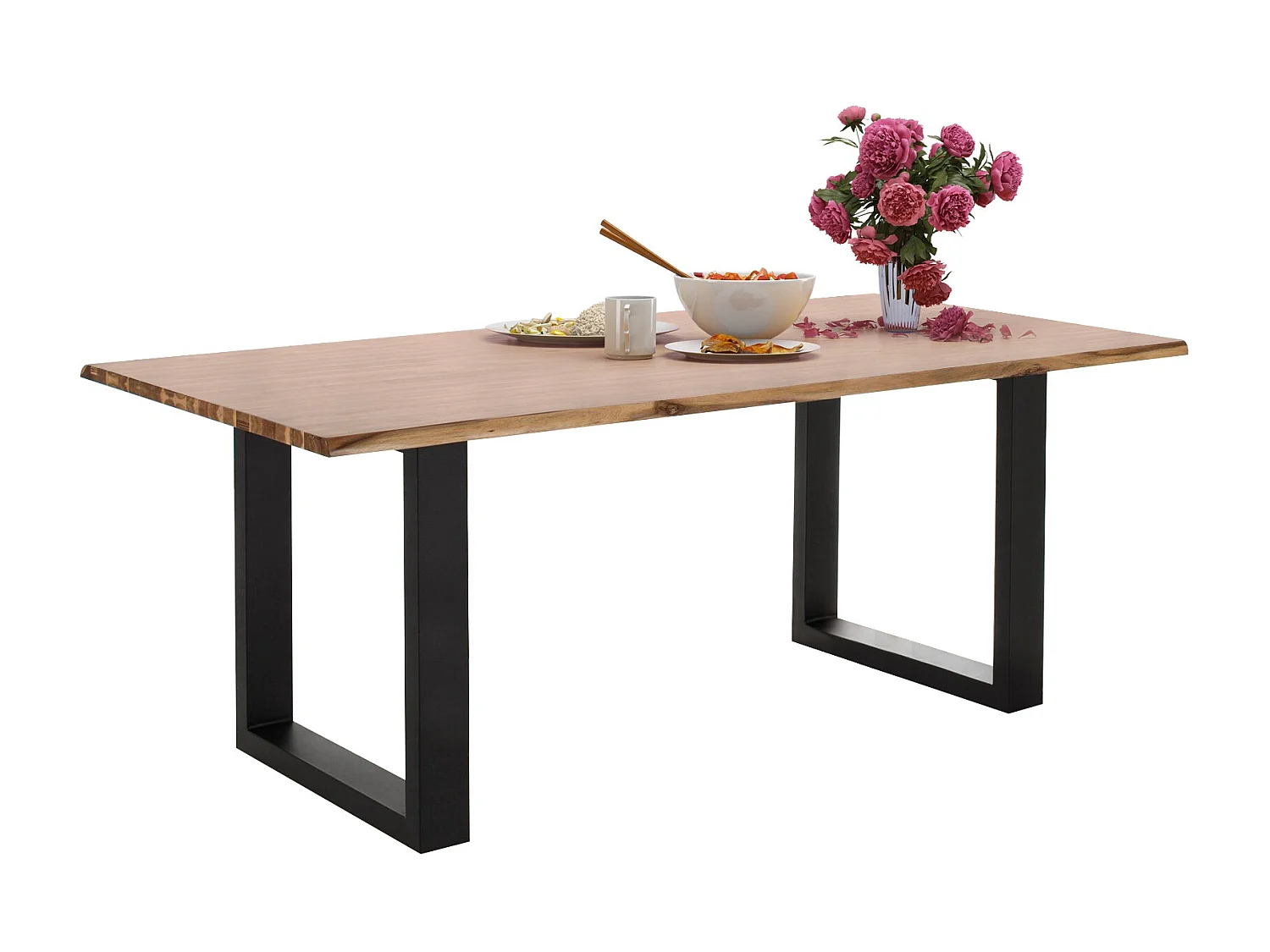 Melody | Table à manger 200 cm en Acacia Woon / Noir