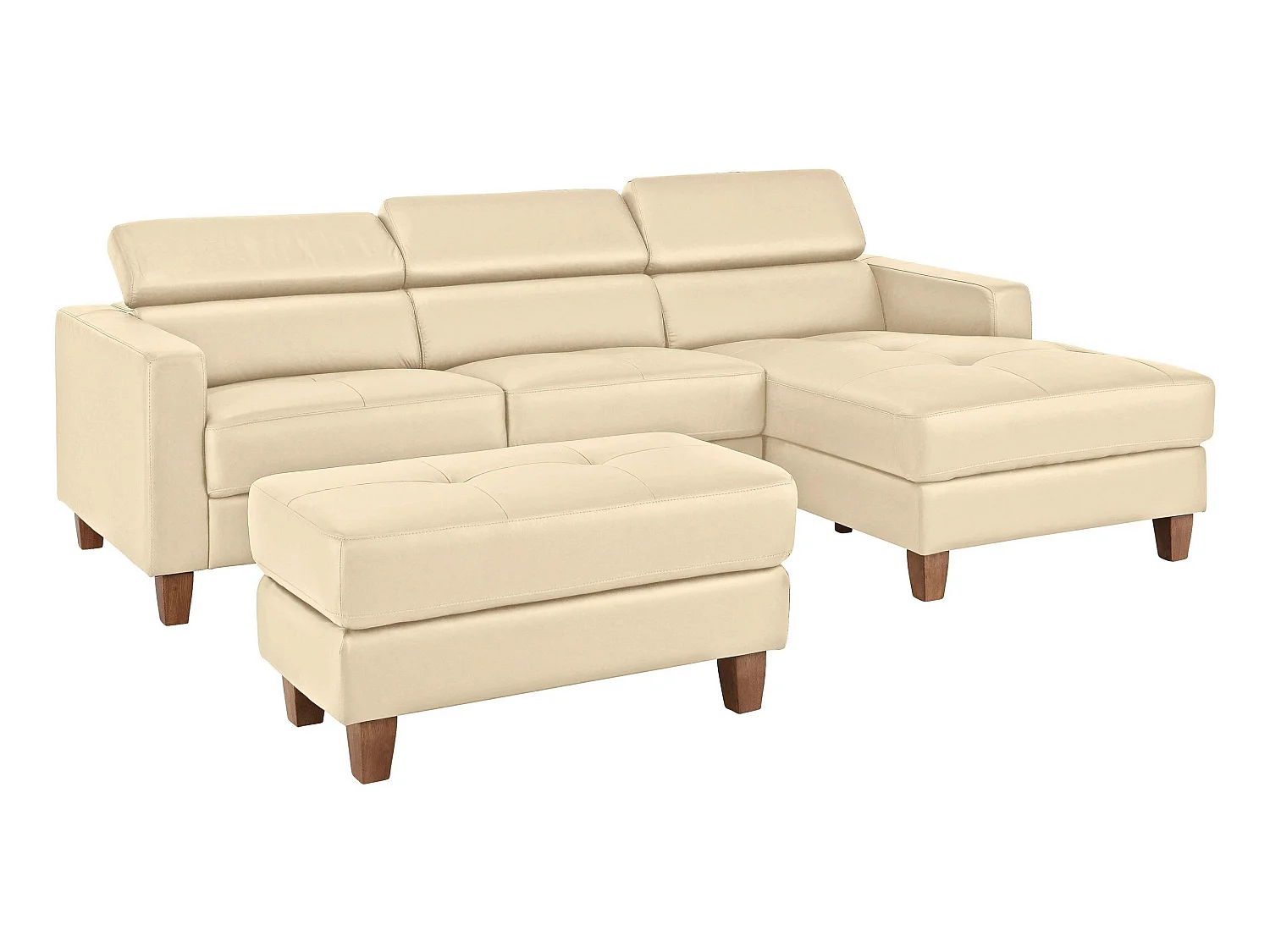 Luzern | Chaise Lounge Sofa 3 zits in Creme PU