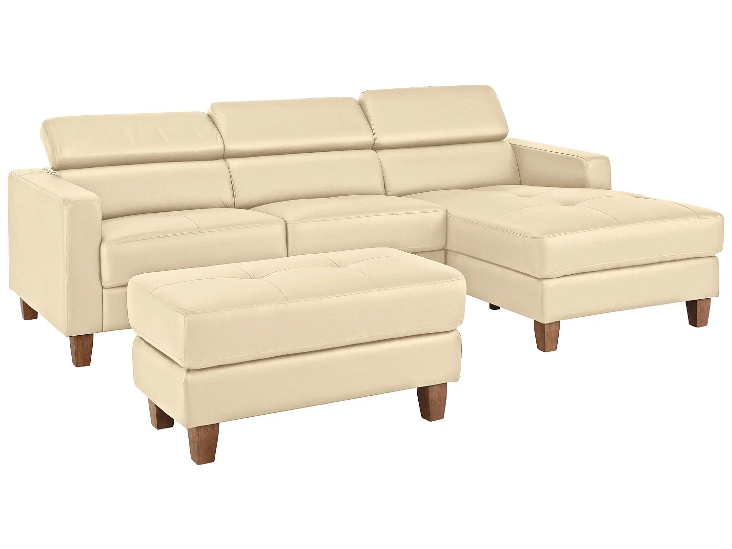 Luzern | Canapé Chaise Lounge 3 places en PU crème