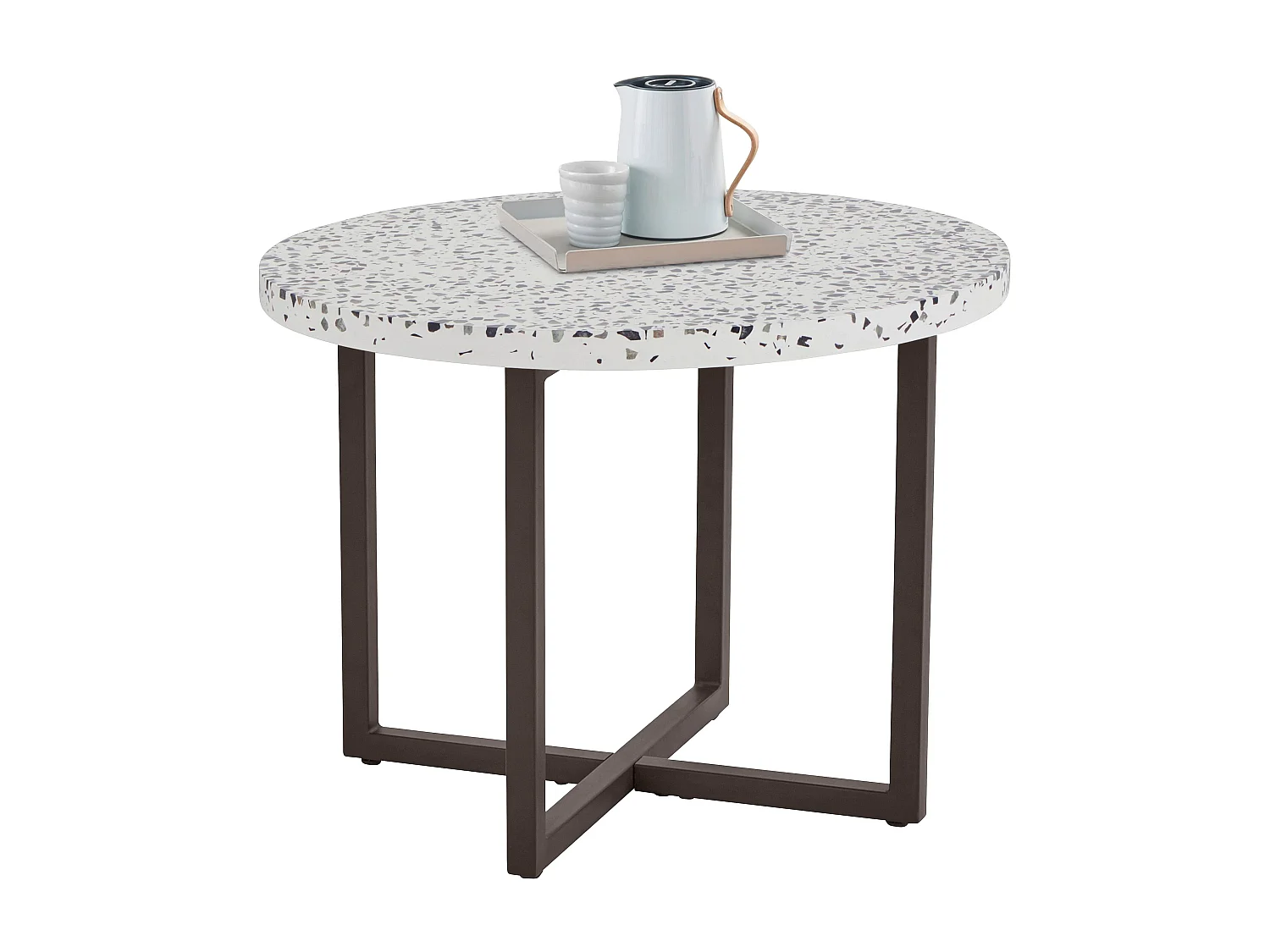 Steph | Sidetable 60 cm met Terazzo in zwart metaal