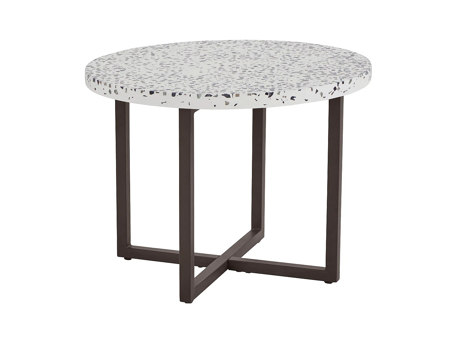 Steph | Table d'appoint 60 cm avec Terazzo en métal Noir