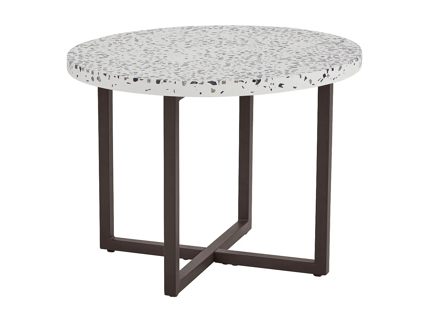 Steph | Table d'appoint 60 cm avec Terazzo en métal Noir