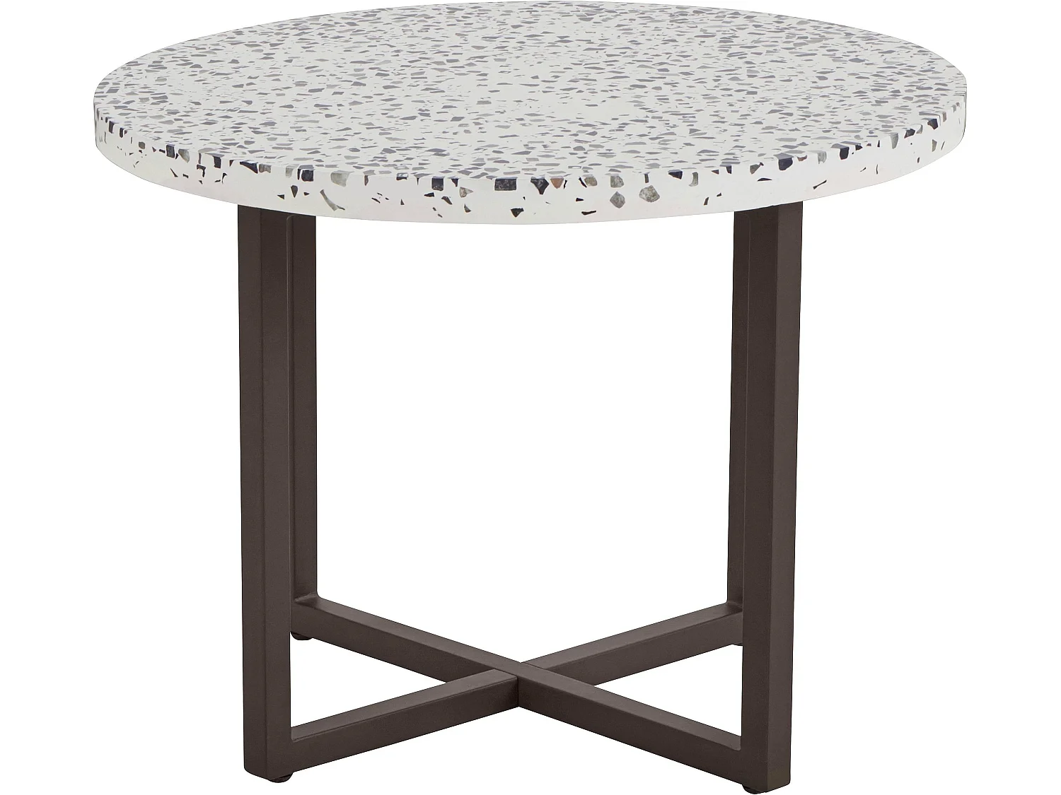 Steph | Table d'appoint 60 cm avec Terazzo en métal Noir