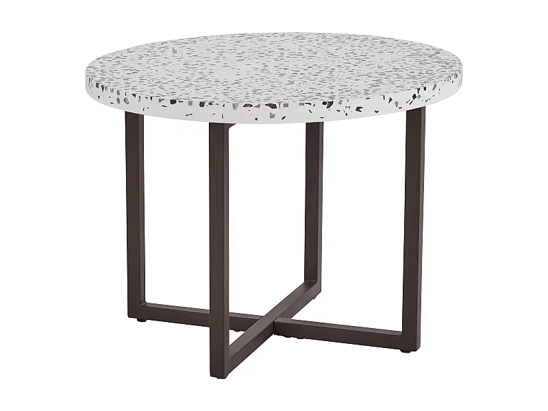 Steph | Table d'appoint 60 cm avec Terazzo en métal Noir