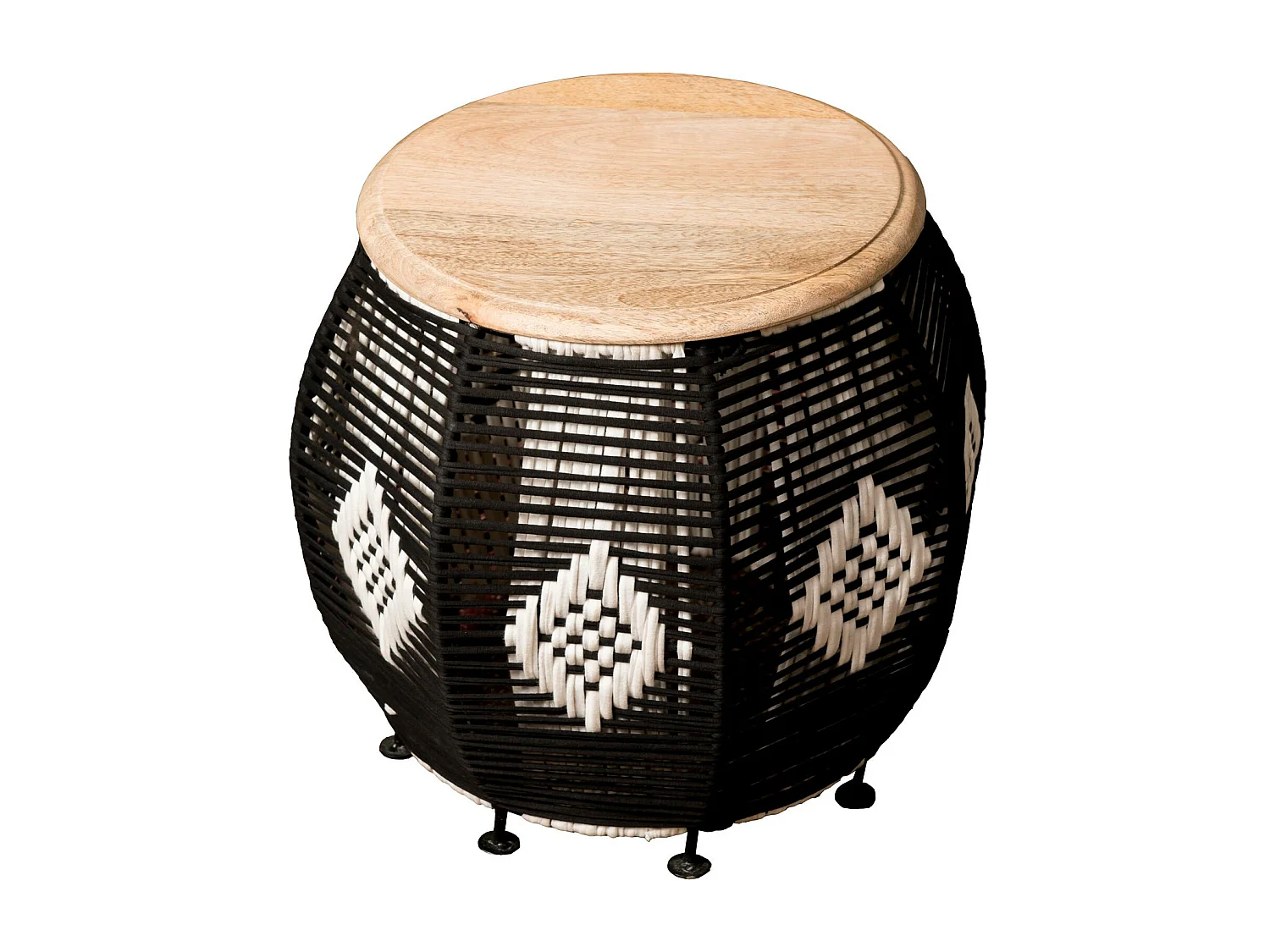 Arion | Mesa auxiliar de madera de mango marrón/negro, 43 cm