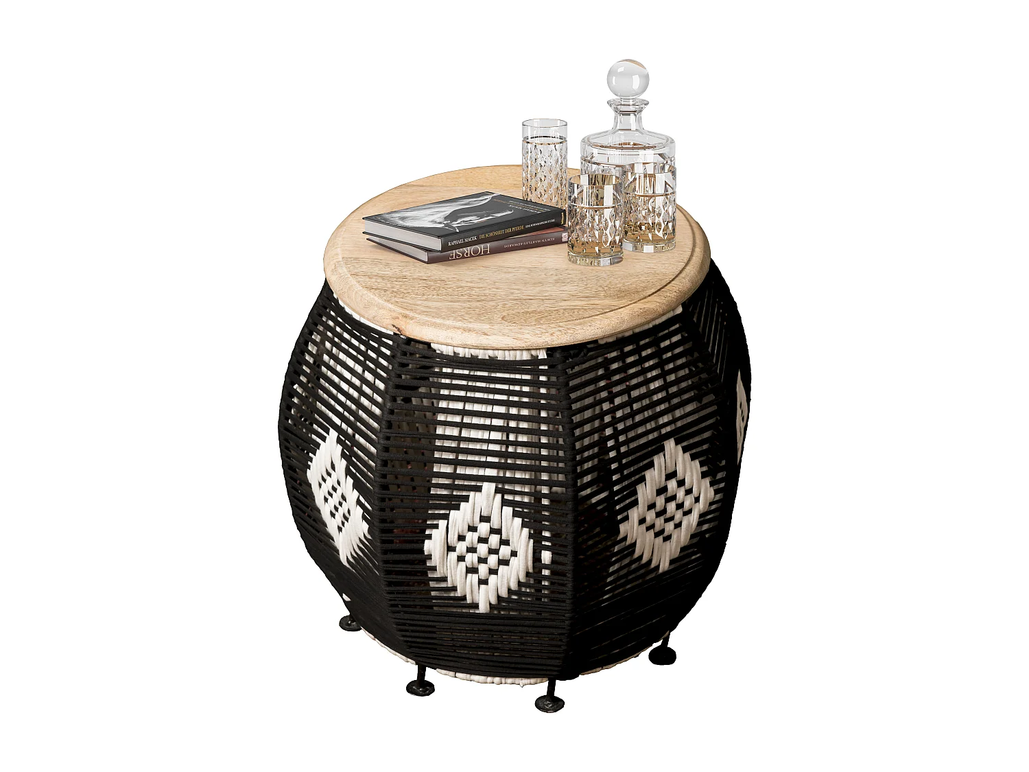 Arion | Mesa auxiliar de madera de mango marrón/negro, 43 cm