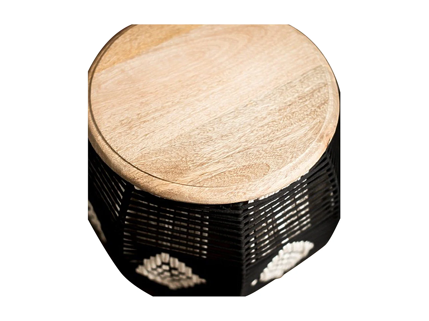 Arion | Mesa auxiliar de madera de mango marrón/negro, 43 cm