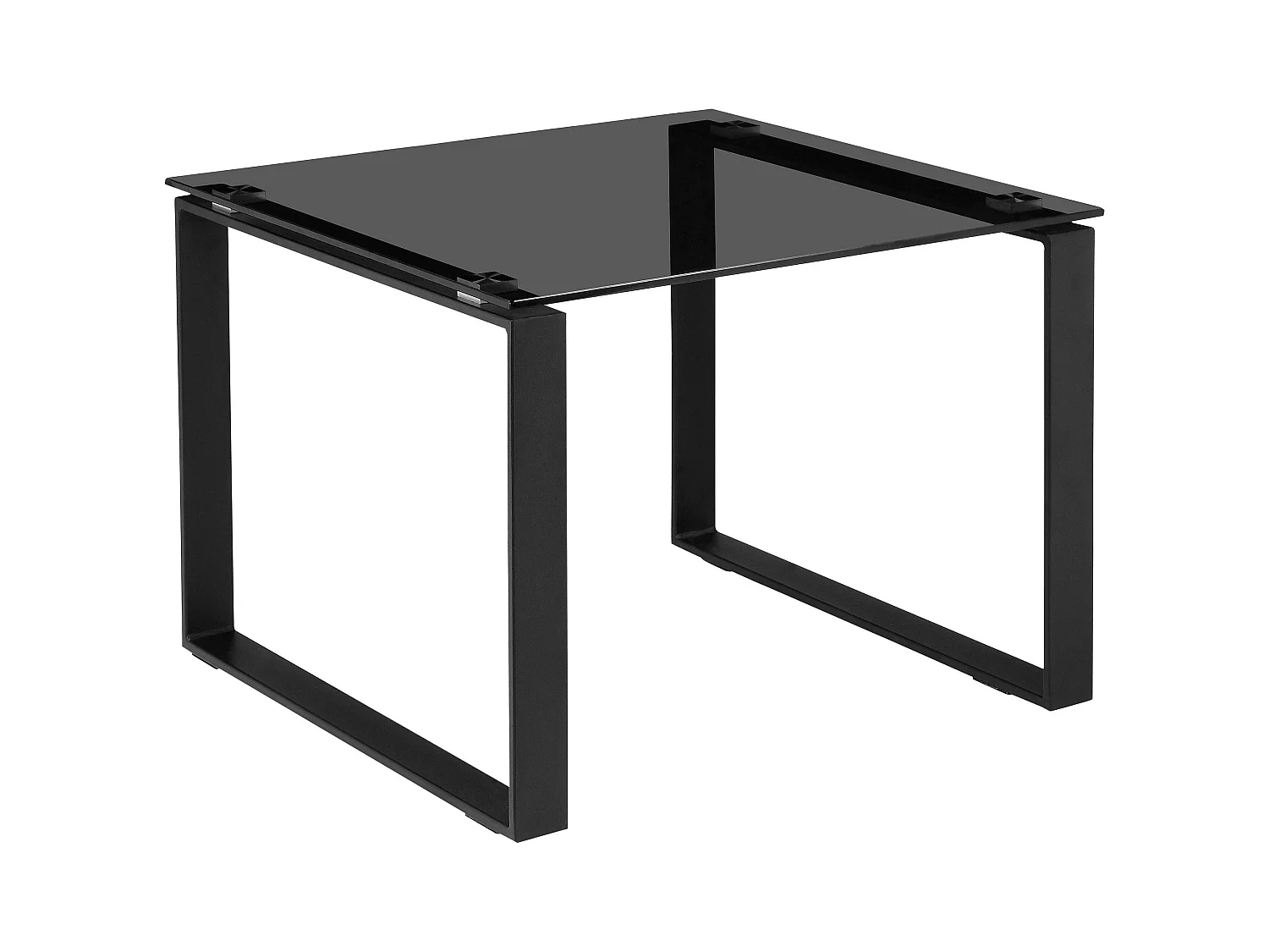 Otis | Table d'appoint avec verre fumé et pieds noirs