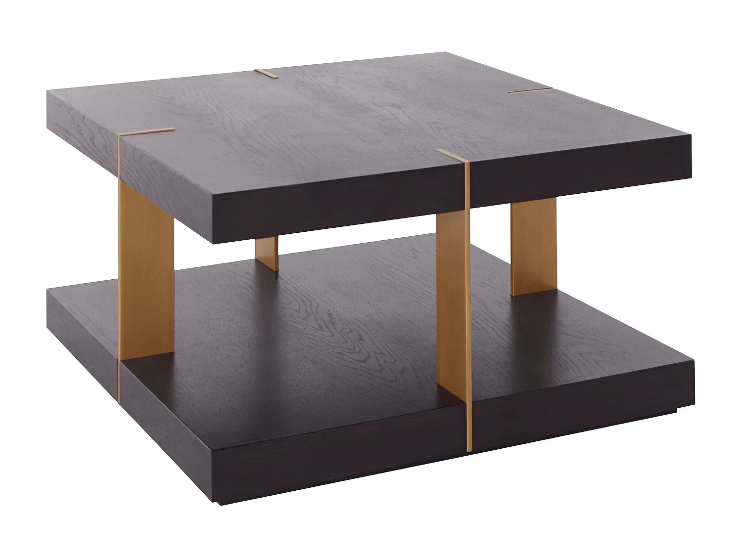 Verrazano | Salontafel 90 cm in bruin/messing MDF