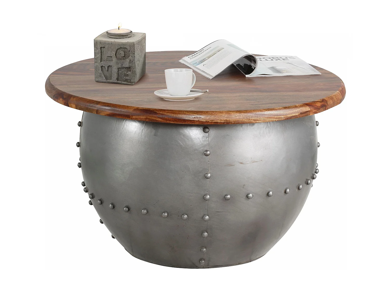 Swaran | Table basse 75 cm en Bois de Mangue Marron / Métal