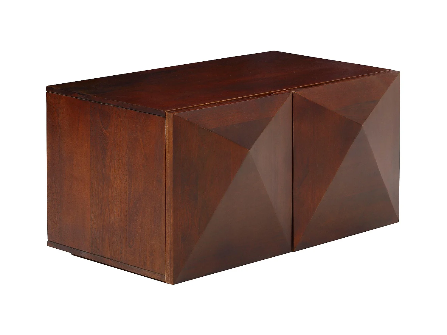 Diamond | Mesa de centro con 2 puertas en madera de mango marrón
