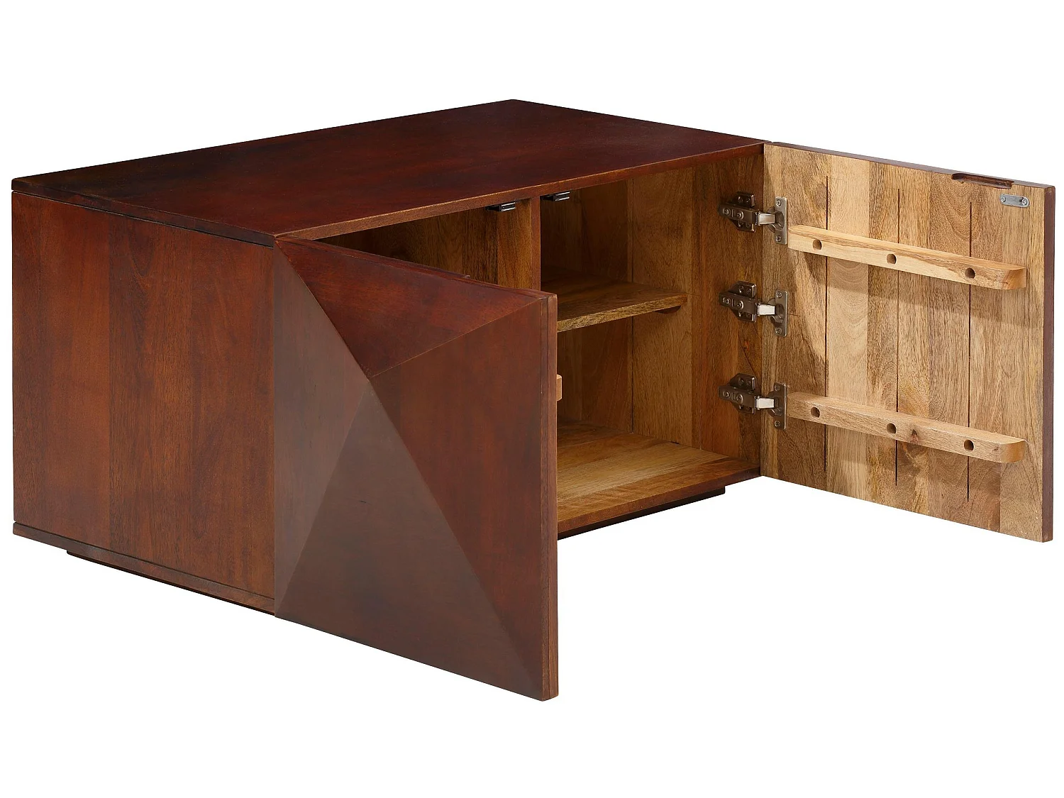 Diamond | Tavolino con 2 ante in legno di mango marrone