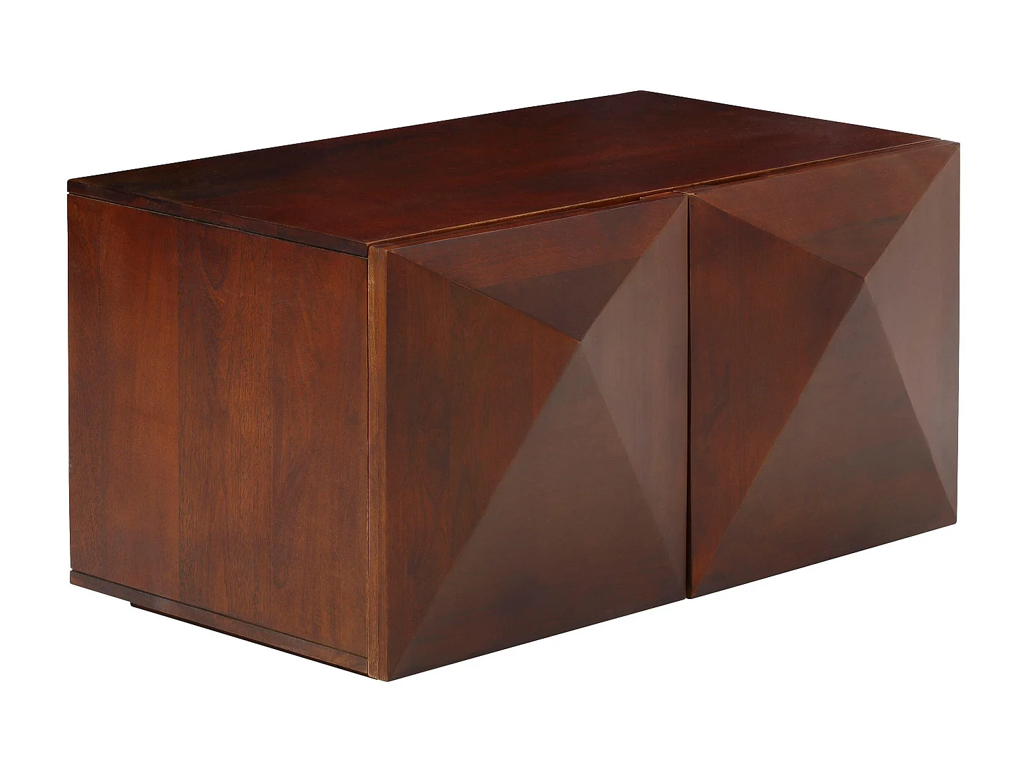 Diamond | Table basse avec 2 portes en bois de manguier marron