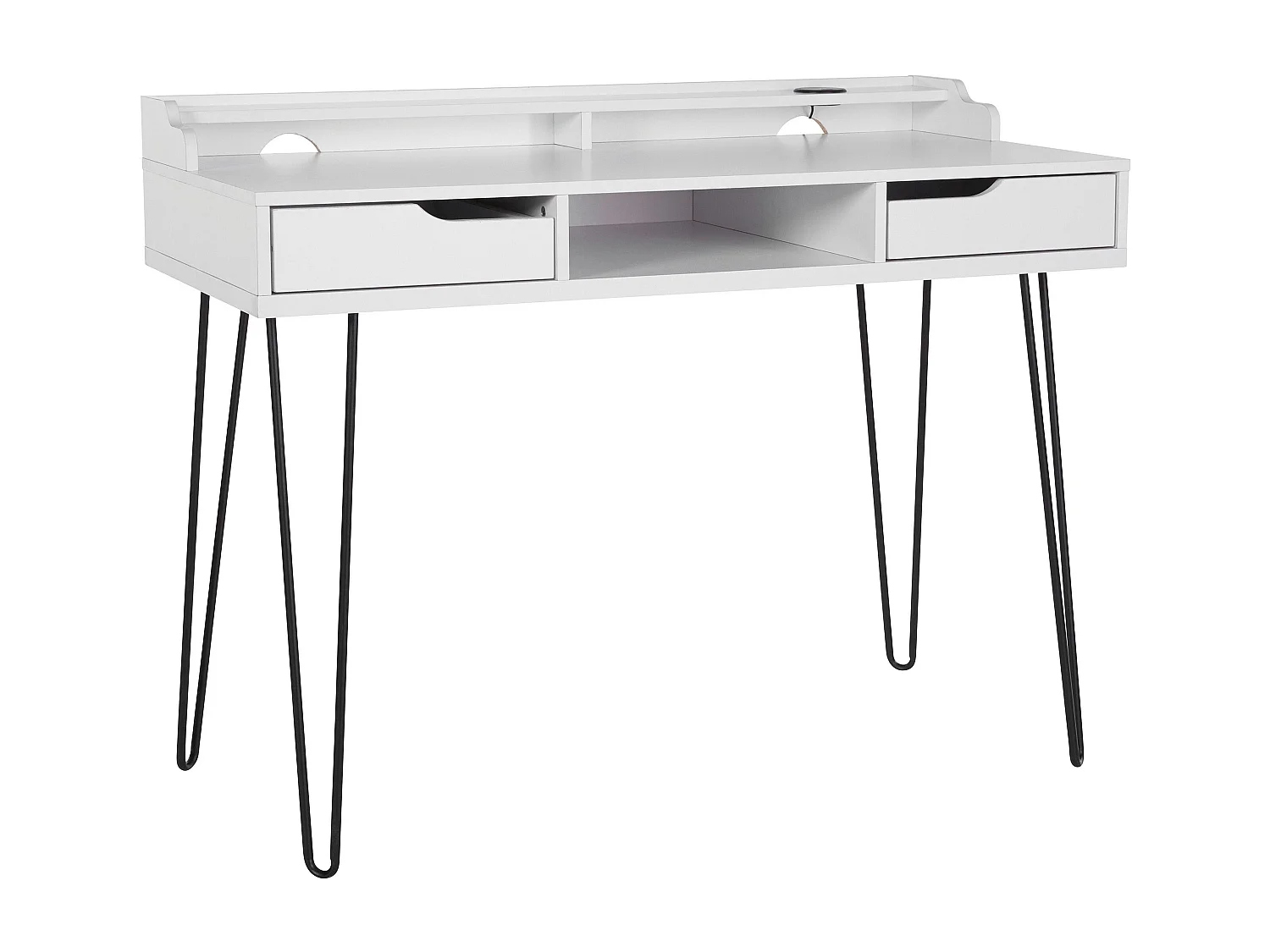 New Haven | Bureau avec 2 tiroirs en blanc