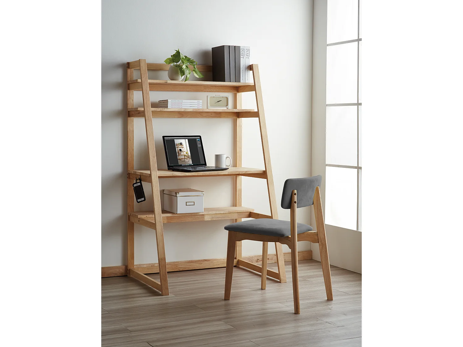 Patrick | Schreibtischset mit Stuhl in Anthrazit und Natur