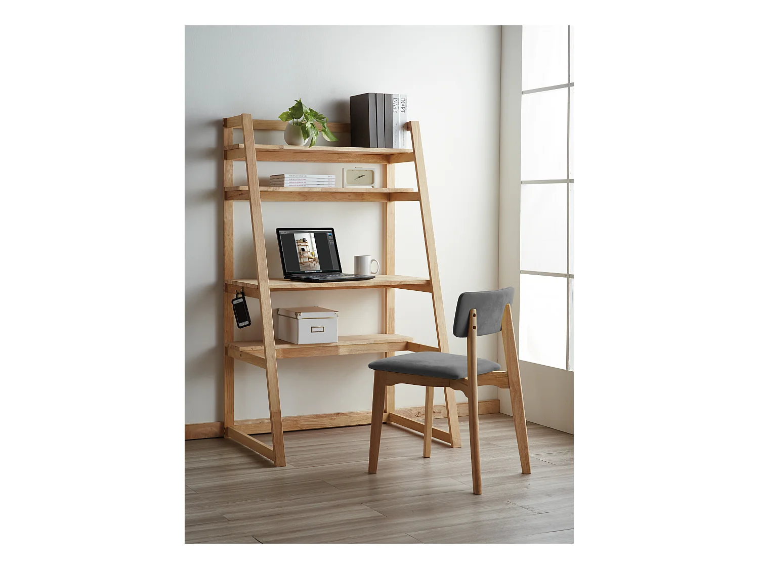 Patrick | Ensemble de bureau avec chaise en Anthracite et Nature