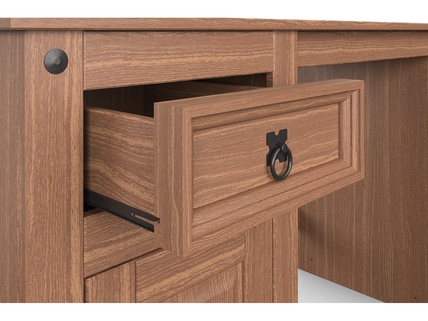 Mexico | Schreibtisch mit 1 Schublade und 1 Tür in Kiefer dunkel