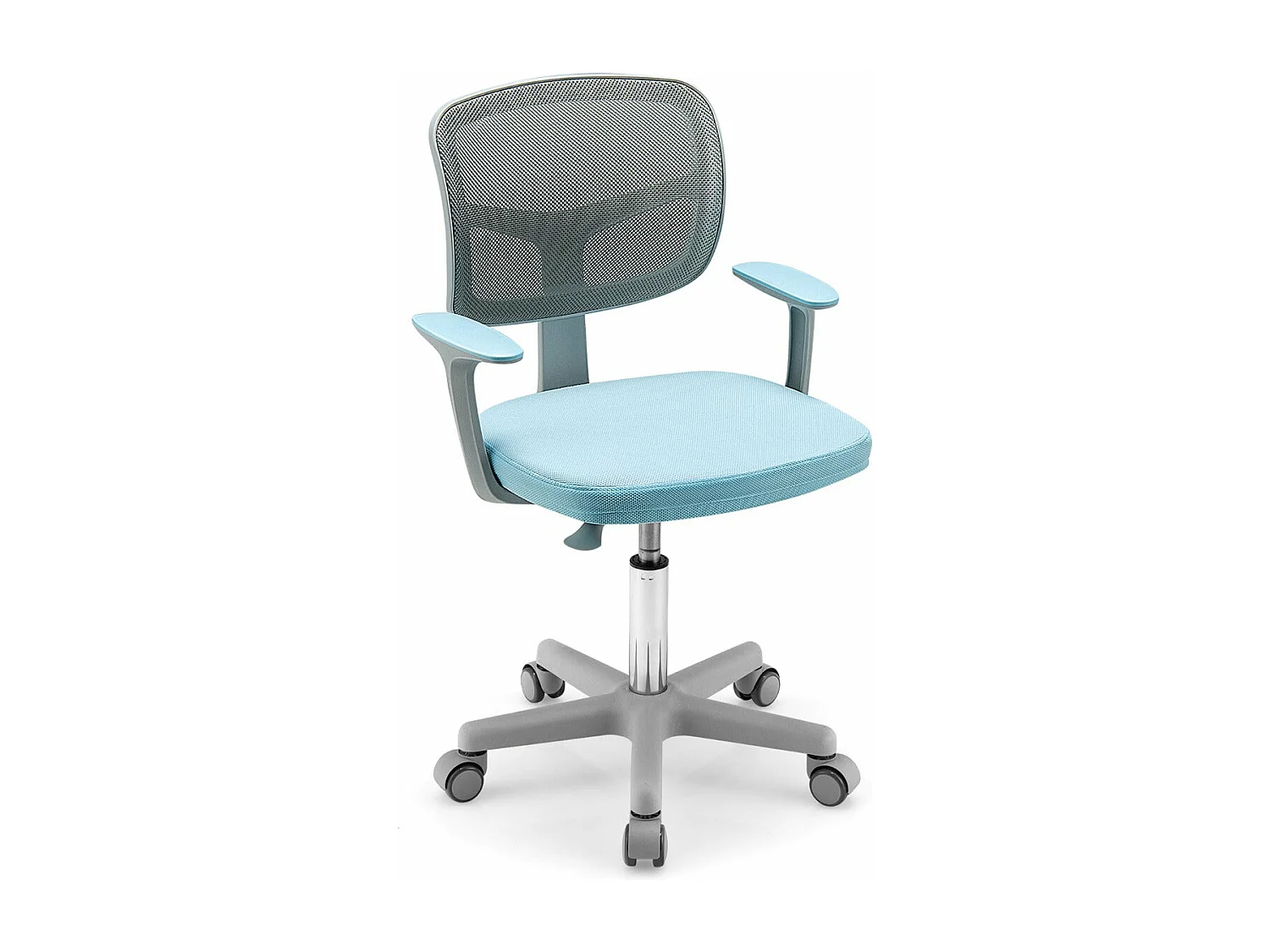 Chaise de bureau à roulettes pour enfants verrouillage automatique soutien lombaire siège pivotant hauteur réglable 80 - 91,5 cm 3 -10 ans bleu 20_0002180