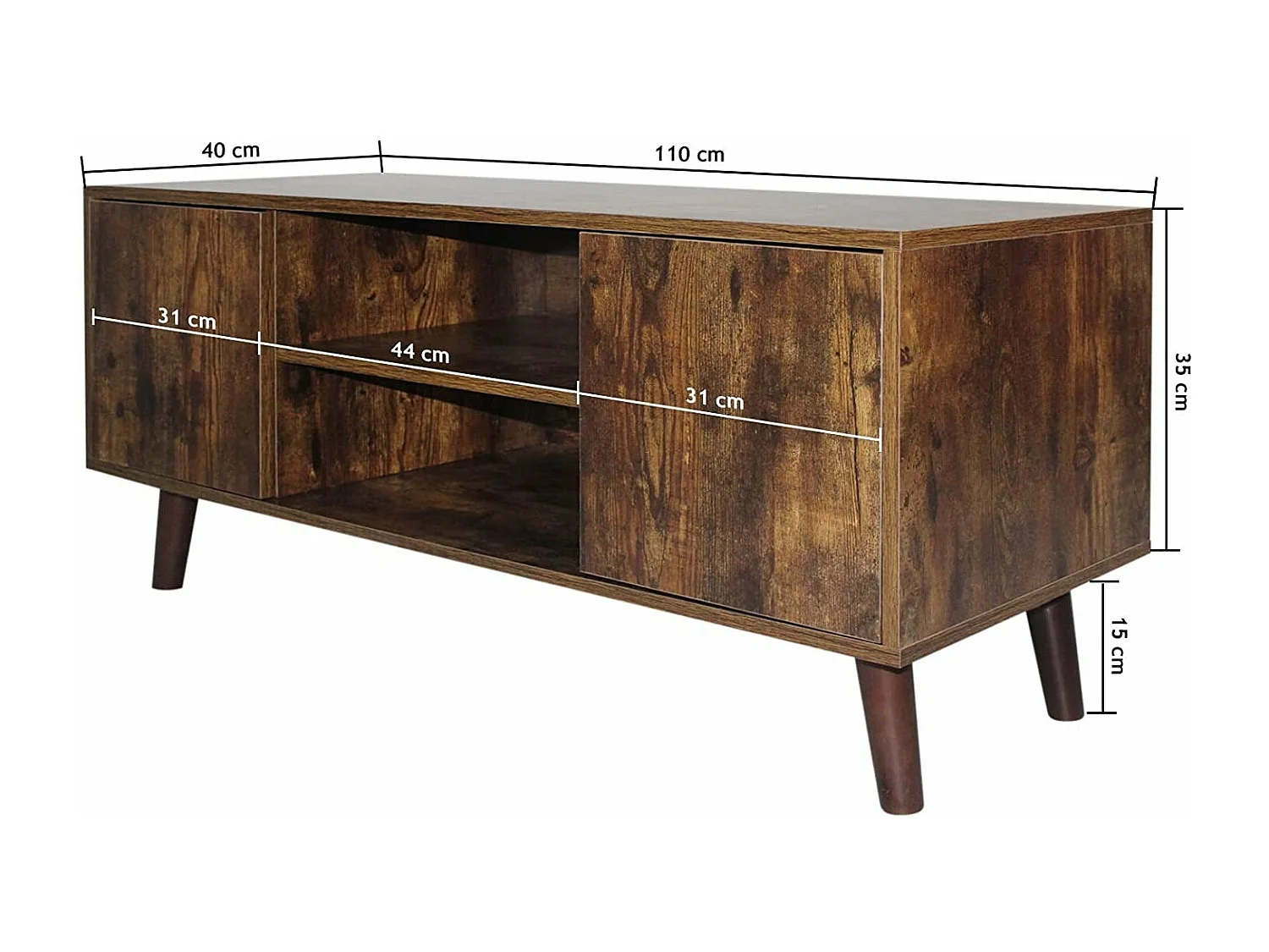 Meuble télé TV avec marron 110 x 40 x 50 cm 01_0001109