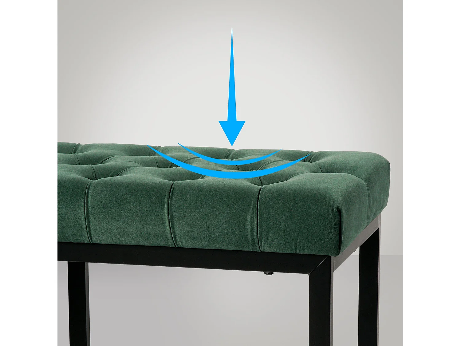Banco banqueta pie de cama asiento diseño moderno tapizado 120 cm terciopelo verde metal negro mate M10_000121