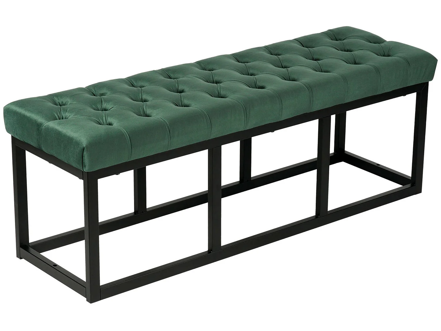 Banco banqueta pie de cama asiento diseño moderno tapizado 120 cm terciopelo verde metal negro mate M10_000121