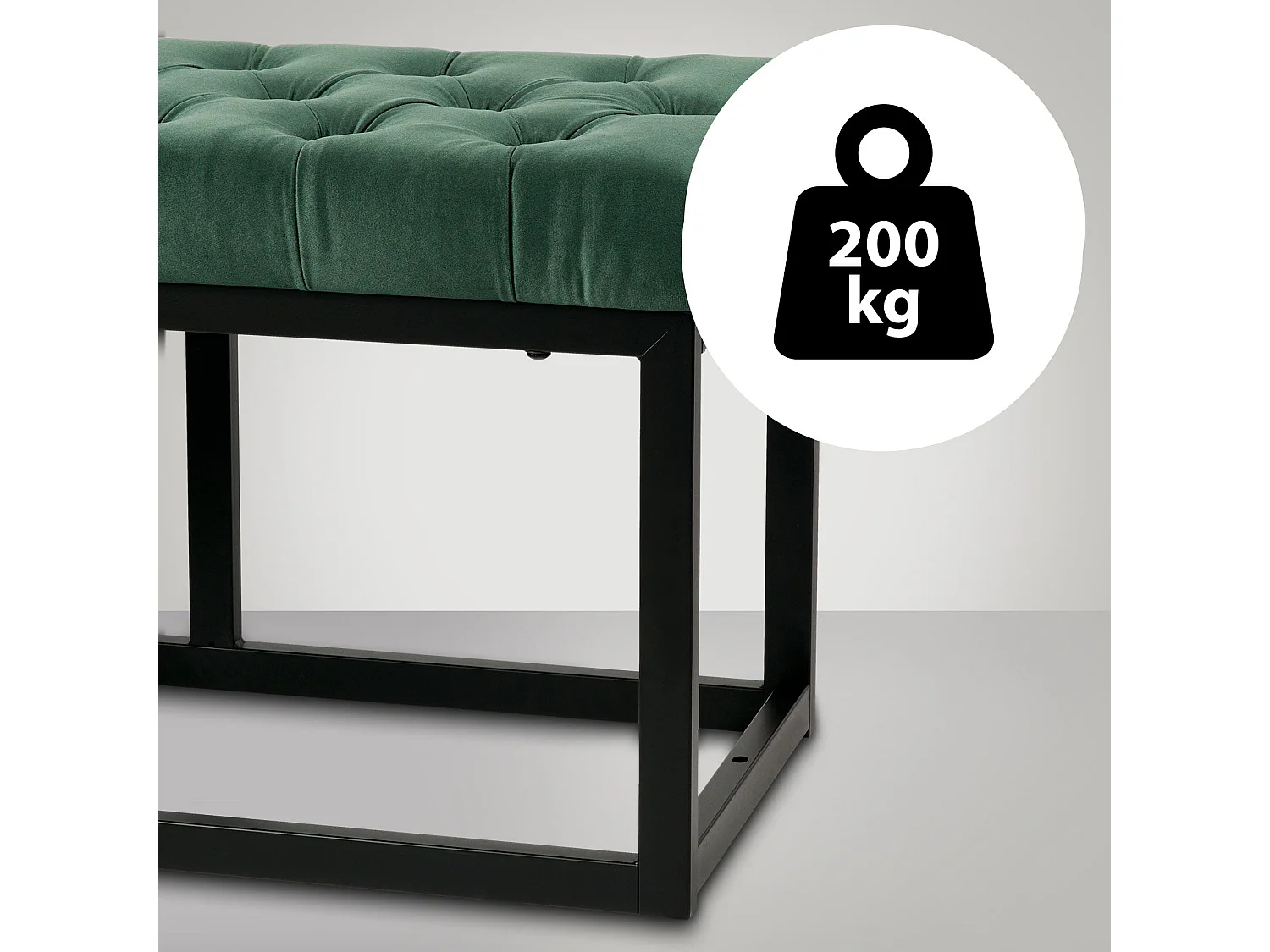Banco banqueta pie de cama asiento diseño moderno tapizado 120 cm terciopelo verde metal negro mate M10_000121