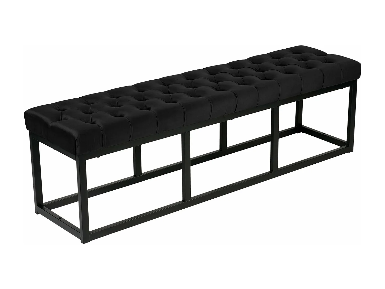Banco banqueta pie de cama asiento diseño moderno tapizado 150 cm terciopelo negro metal negro mate M10_000120